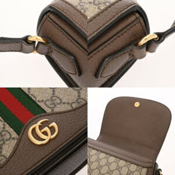 Gucci Ophidia Beige Ebony Brown GG Supreme Leather Shoulder Bag - Picture 8 of 10